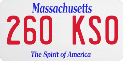 MA license plate 260KS0