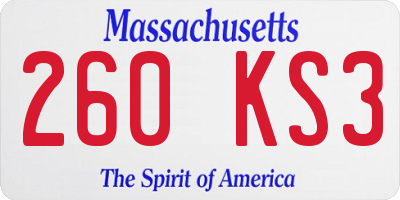 MA license plate 260KS3