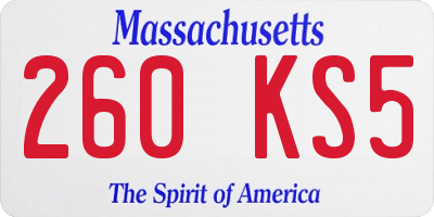MA license plate 260KS5