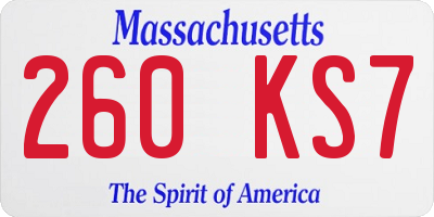 MA license plate 260KS7