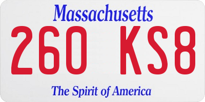 MA license plate 260KS8