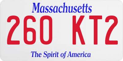 MA license plate 260KT2