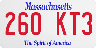 MA license plate 260KT3