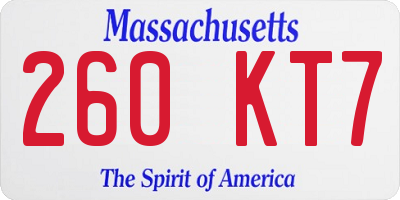 MA license plate 260KT7