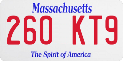 MA license plate 260KT9