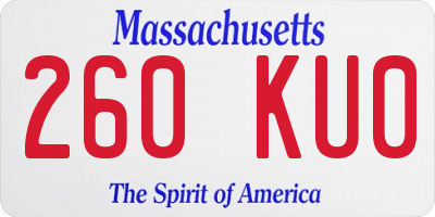 MA license plate 260KU0
