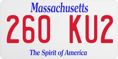 MA license plate 260KU2
