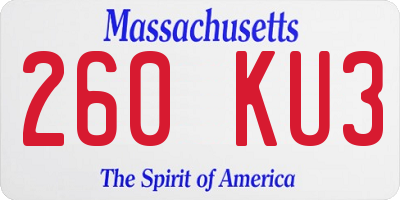 MA license plate 260KU3