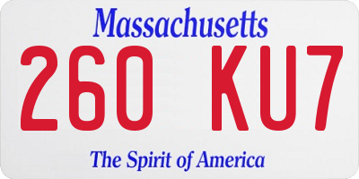 MA license plate 260KU7
