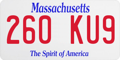 MA license plate 260KU9