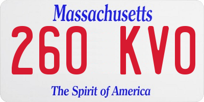 MA license plate 260KV0