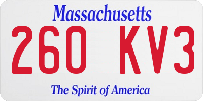 MA license plate 260KV3