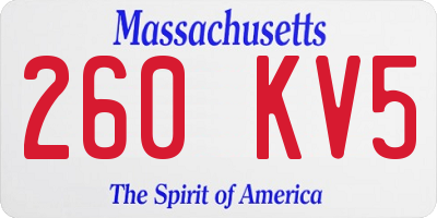 MA license plate 260KV5