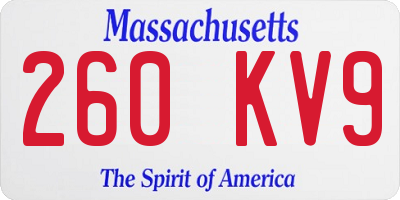 MA license plate 260KV9