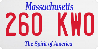 MA license plate 260KW0