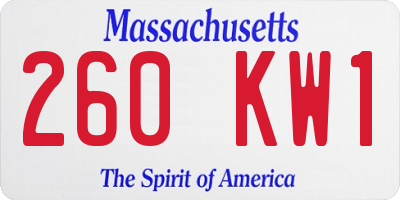 MA license plate 260KW1