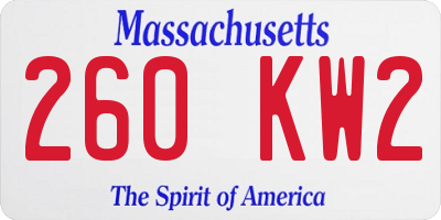 MA license plate 260KW2