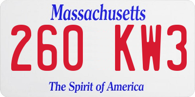 MA license plate 260KW3