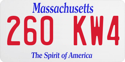 MA license plate 260KW4