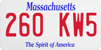 MA license plate 260KW5