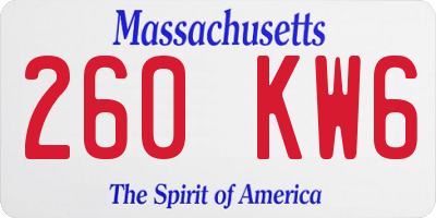 MA license plate 260KW6