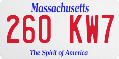 MA license plate 260KW7