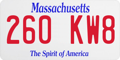 MA license plate 260KW8