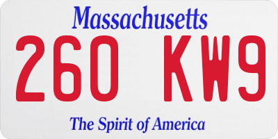 MA license plate 260KW9