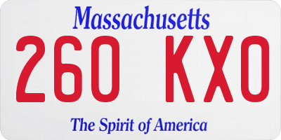 MA license plate 260KX0
