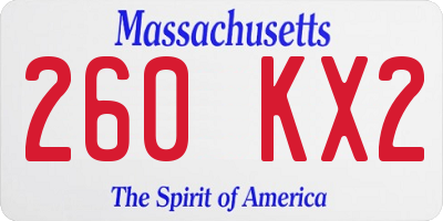 MA license plate 260KX2