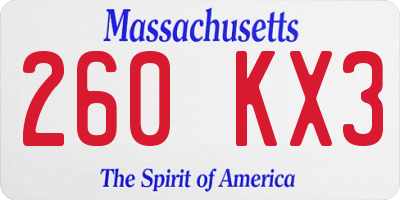 MA license plate 260KX3