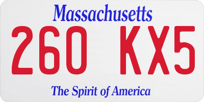 MA license plate 260KX5