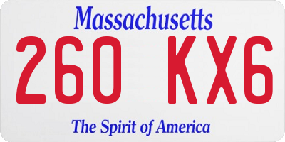 MA license plate 260KX6