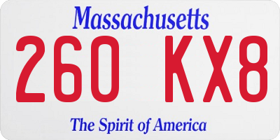 MA license plate 260KX8