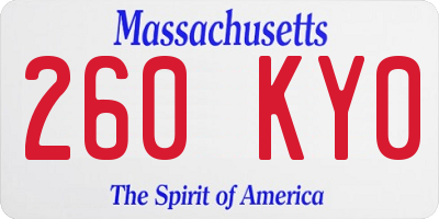 MA license plate 260KY0