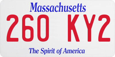 MA license plate 260KY2