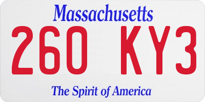 MA license plate 260KY3