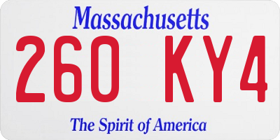 MA license plate 260KY4