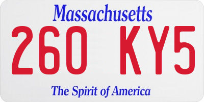 MA license plate 260KY5