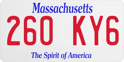 MA license plate 260KY6