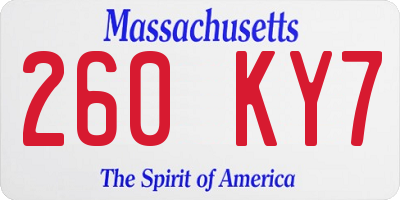 MA license plate 260KY7