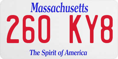 MA license plate 260KY8