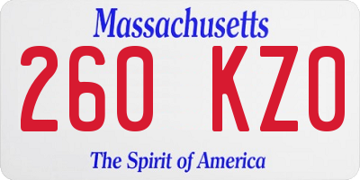 MA license plate 260KZ0