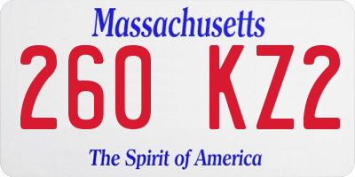 MA license plate 260KZ2