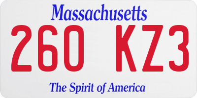 MA license plate 260KZ3