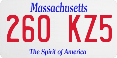 MA license plate 260KZ5