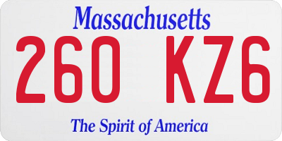 MA license plate 260KZ6