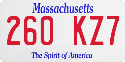 MA license plate 260KZ7