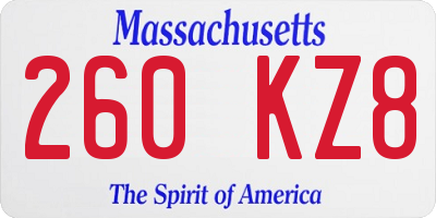 MA license plate 260KZ8