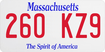 MA license plate 260KZ9